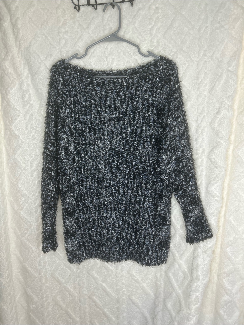 Maurices Black & Gray Marled Bouclé Crewneck Sweater